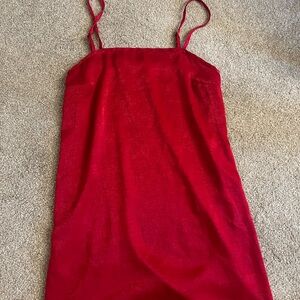 Urban Renewal Red Slip Dress with Spaghetti Straps